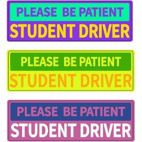 Student Driver Magnet for Car, 3Pcs Please Be Patient New Driver Sign Sticker Safety Warning, Reflective Rookie Driver Magnetic Bumper Sticker