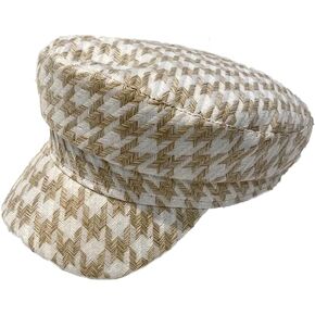 Houndstooth Print Breton Cap