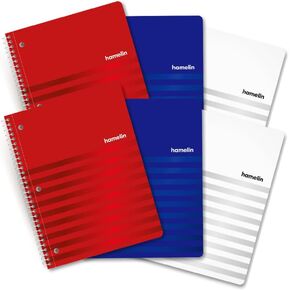 Hamelin Spiral Notebooks College Ruled 70 sheets 8"x10" 6-PACK, Multicolor, (400162561)