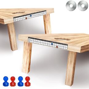 Cornhole Scoreboard 2 Pack, Metal Decal with Magnetic Score Keepers for Corn Hole Boards, Cornhole Rules Sign with Score, Scoreboard for Cornhole Game Keep Track of The Score