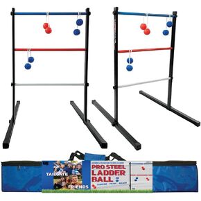 مجموعة ألعاب العشب الخارجية Ladderball Pro Steel عالية الجودة مع 6 قطع بولو وحقيبة حمل