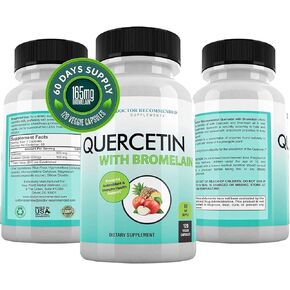 DOCTOR RECOMMENDED SUPPLEMENTS Quercetin 800mg w/Bromelain 165mg Per Serving- 120 Veggie Capsules-Full 60 Day Supply, Vitamin Supplement to Support & Bioflavonoids, Gluten Free, Non-GMO