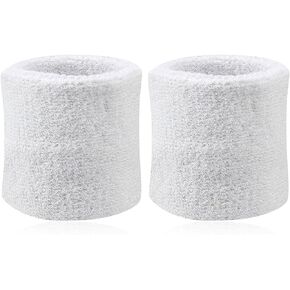 2Pcs White Wrist Sweatbands Tennis Wrist Bands Absorbent Sweatbands Sports Fan Wristbands for Football Basketball Running Athletic Sports and Working Out Clothing Accessories Sports Wristband