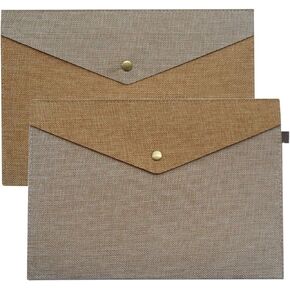 Durable A4 File Folder Document Holder Portfolio Envelope Felt Folder Case with Snap Closure Set of 2 Beige and Brown
