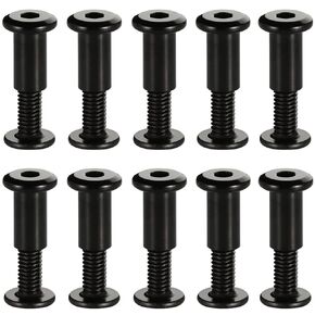 M6 x 16mm Socket Cap Furniture Bolts with Barrel Nuts for Furniture Cots Beds Crib and Chairs, Carbon Steel, Black Oxide, 10 Sets