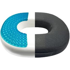Donut Pillow Gel Seat Cushion Non-Slip Orthopedic Gel & Memory Foam Coccyx Cushion for Tailbone Pain - Office Chair Car Seat Cushion - Sciatica & Back Pain Relief （Black） (Black)