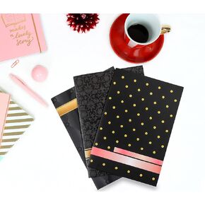 مجلدات MJW 3Pk بجيبين، عرض تقديمي للأعمال ومحفظة مدرسية للأوراق بحجم الحروف مع فتحة للبطاقة بتصميم أسود أنيق متنوع، لامع in Kuwait