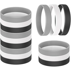 15 Pieces Silicone Wristbands, Solid Rubber Stretch Color Bracelets for Women Men Teen Gifts