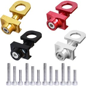 4 Sets Bike Chain Adjuster 4 Colors Bicycle Chain Tensioners Fixing Buckle Wheel Fastener Cycling Regulator Aluminum Alloy Black Red Gold Silver for Single Speed Bike