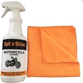 Motorcycle Cleaner 32 oz. with Microfiber Towel Cleans Chrome, Leather, Vinyl, Rims and Removes Grime and Grease