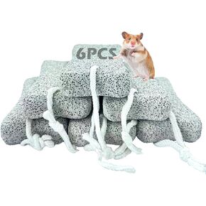 5.12 Inch Rabbit Lava Blocks,6 Pcs Small Animals Chews Toys High Calcium Hamster Lava Teeth Grinding Stone for Rabbits Guinea Pig Rats Bunny Hamsters Chinchilla(White)