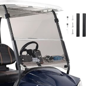 KEMIMOTO Golf Cart Windshield with Storage Basket Compatible with Club Car Precedent, Foldable Replacement Windshield, Anti-UV and Impact Resistant Acrylic, Tinted