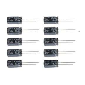 10uF 450V 13X20mm(0.51x0.79in) +/-20% -25 to +105°C 10PCS Aluminum Electrolytic Capacitors,10uF 450V Capacitor,10uF capactior,450V Capacitor,Capacitor 10uf 450v