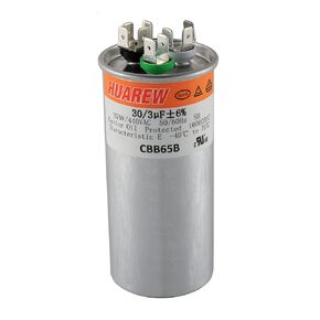 30+3 uF ±6% 30/3 MFD 370/440 VAC CBB65 Dual Run Start Round Capacitor for Condenser Straight Cool or Heat Pump Air Conditioner or AC Motor and Fan Starting