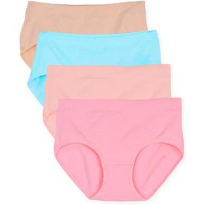 Womens Underwear Cotton Mid-Rise Stretch Cheeky Hipster Panties Full Coverage Ladies Briefs 4 Pack
