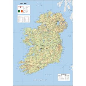 Detailed Physical Ireland Poster Map - 23.3 x 16.5 Inches - Paper Laminated