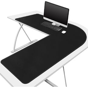 CENNBIE Dual Sided L Shaped Desk Pad,‎‎39.3x47.2x13 inches Corner Leather Desk Pad,l Shaped Desk Gaming mat,Waterproof l Shaped Leather Mouse pad,Home Office Accessories Corner Desk Mat(Black)