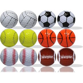 12-Pack Novelty Sports Golf Balls for Fun on the Fairway - Baseball, Basketball, Soccer, and More!