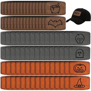 90PCS Blank Hat Patches Laserable Arc Shaped Rustic Leatherette Patch Adhesive Faux Leather Patches Blanks for Hats Fabric Custom Repair Sew Laser Glowforge Supplies