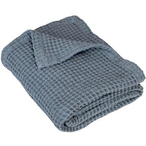 Organic Cotton Blue Baby Blanket - 100% Cotton Waffle Weave Toddler Blanket - Baby Nursery Blanket for Cribs, Strollers and Picnic - Extremely Soft and Luxurious Cotton Blanket - 36"x42" (Blue)