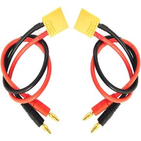 2Pack ShareGoo XT90 Male Adapter to 4.0mm Bullet Banana Plug Connector with 12AWG 30CM Silicone Cable Wire for RC Car Boat Drone Lipo Battery Charger RC FPV Car