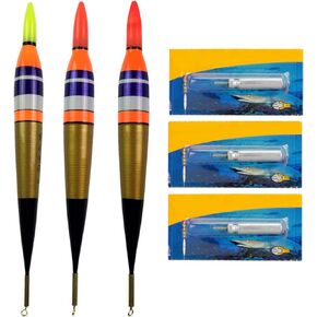QualyQualy Led Lighted Bobbers Fishing Floats and Bobbers Light Up Bobbers Night Lighted Bobbers for Night Fishing 1/8oz 1/4oz 3/8oz 3Pcs