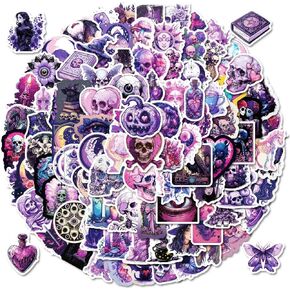 100 PCS Purple Skull Gangster Waterproof Water Bottle Stickers for Adults Teens, witch stickers Vinyl Laptop Decals, Bicycle, Tumbler, Car, Phone, Skateboard, Hydro Flask Stickers Bulk Pack Boys Girls