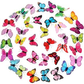 3D Butterfly Brooch Pins, 36 Pcs Butterfly Pin Colorful Art Curtain Crafts Decoration 2 x 2.3 inch Plastic Butterfly Decorative Pins Cute Home Decor for DIY Hats Clothes Wedding Birthday Party
