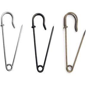 15 Pack Large Safety Pins, 4" Heavy Duty Blanket Pins, The Color is Bronze, Silver and Black for All Kinds of Handicrafts, Clothing, Blankets and DIY Craftsmanship, Safe and Durable