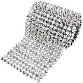 Honbay 1 Yard Sew Stitch on Spikes, Mesh Rivets Studs Beads Cone Spoke Trim Punk Rock with Flat Back for Jacket Clothing Shoes Arts and Crafts Decoration (3.94 Inch)