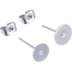 Vivian 200 Pieces 3mm Stainless Steel Earrings Posts Flat Pad with Butterfly Earring Backs for Earring Making Findings, Silver