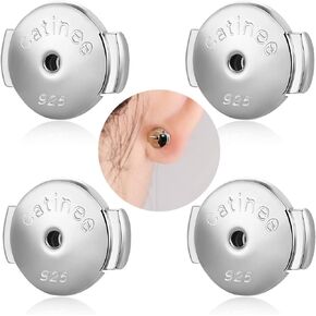 2 Pair Locking Earring Backs for Studs, 925 Sterling Silver & 14k Gold Plated, Secure, Hypoallergenic, 4 Pieces