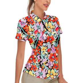 Soneven Women's Short Sleeve Golf Shirt Moisture Wicking Athletic Golf Polo Shirts Tennis Shirts