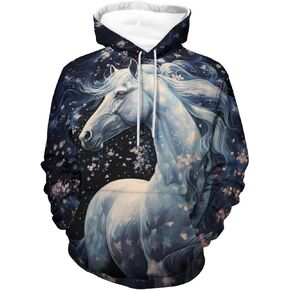 Novelty Horse 3D Print Hoodie Animal Hoodies Sweatshirt Pullover for Men