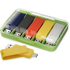Type C&USB A 2-in-1 USB Flash Drive 64GB High Speed USB3.0 Writable Dual Memory Stick 5 Pack
