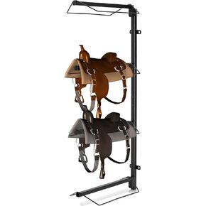4 Tier Saddle Rack Wall Mount Horse Saddle Storage Rack Heavy Duty Western and English Saddle Stand Equestrian Saddle Holder, Holds Tack, Pad, Accessories etc. for Horses