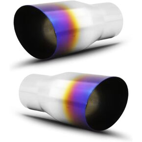 KEDAKEJI 2 قطعة 2.5 بوصة مدخل طرف العادم المحروق الأزرق 2.5 بوصة مدخل 3.5 بوصة مخرج 7.75 بوصة لحام طويل على أنبوب العادم مع قطع مائل واحد من الفولاذ المقاوم للصدأ 304 in Kuwait