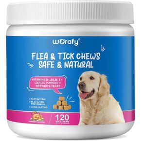 150 PCS Chewable Flea and Tick Prevention for Dogs,All Natural Dog Flea & Tick Control Chews - Oral Flea Pills for Dogs Supplement - All Breeds and Ages