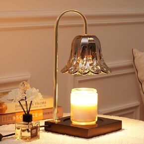 Candle Warmer Lamp with Timer, Flower Dimmable Electric Candle Lamp Warmer for Jar Candle, Glass Candle Melter Lamp for Scented Wax, Black