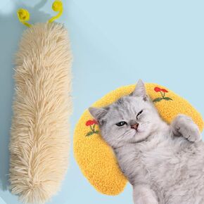 Cat Sleeping Pillow Neck Protector U-Shaped cat Throw Pillow Ultra Soft Fluffy Pet Calming Toy Match Caterpillar-Shaped Catnip Self-Amusement Interactive bite Resistant cat Scratch Toy