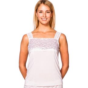 Patricia Women's Ultra Soft Satin Stretch Slip Camisole Tank Top with Wide Strap Lace Trim