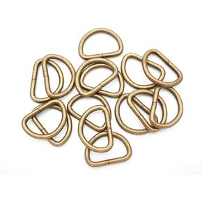 CRAFTMEMORE 1/2, 5/8 Inch D-Ring Findings Metal Non Welded D Rings for Bags Lanyard Pack of 50 (1/2 Inch, Antique Brass)
