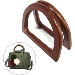 Nifocc Wooden D Shaped Handles Handle Replacement for Handmade Bags DIY Craft Purse Handles Making Supplies Dark Brown 2 Pcs