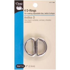 Dritz 117-1-65 D-Rings, Nickel, 1-Inch 4-Count