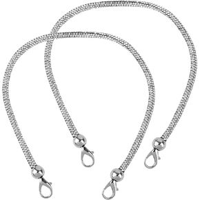 Framendino, 2 Pack Rhinestone Purse Strap Crystal Replacement Shoulder Straps Alloy Bag Strap Diamond Short Purse Handle Chain for Underarm Shoulder Bag Handbag Tote