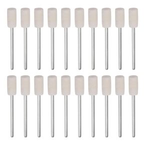 20pcs Wool Felt Mounted Mandrel Points 5mm Head 1/10 Inch Shank Cylinder Polishing Bits Burrs Felt Polishing Buffing Wheel for Rotary Tool