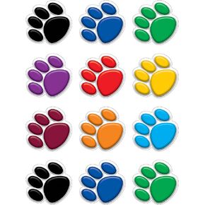 Teacher Created Resources Mini Accents, Colorful Paw Prints (5116),Multi Color (Pack of 2)