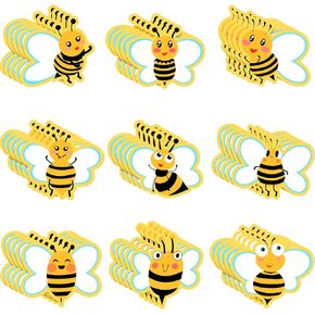 Zonon 45 Pieces Bee Cutouts Cards Bee Shaped Paper Cuts Cute Greeting Cut Outs Name Tags Labels Bulletin Board Classroom Decoration for Welcome Back to School Party Supplies