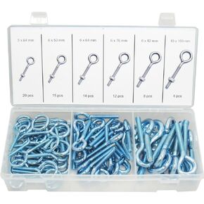 Swordfish 32161-73pc Eye Bolt Screw with Nut Assortment, 6 Sizes