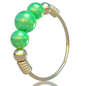 Tiny Cartilage Helix Earring - Thin Handmade 14k Gold Piercing Hoop With a Set of Blue 3mm Opals - Hypoallergenic 24 gauge 8mm Piercing Jewelry